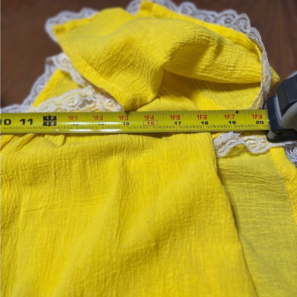 Vintage Handmade Yellow Lace Boho Blouse | Flowy Cottagecore Top - Picture 8 of 9